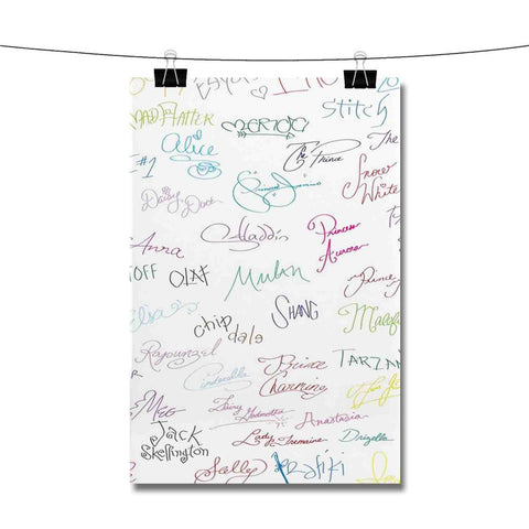 Disney Characters Autographs Poster Wall Decor