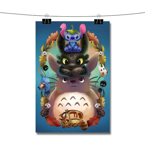 Disney Stitch Toothless Totoro Studio Ghibli Poster Wall Decor