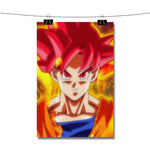 Goku Super Saiyan God Dragon Ball Red Poster Wall Decor