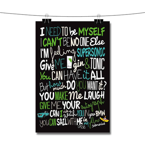 Oasis Supersonic Lyrics Poster Wall Decor