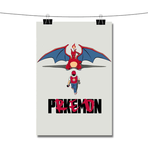 Pok mon Ash and Charizard Poster Wall Decor