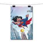 Superman and Wonder Woman Kiss Poster Wall Decor