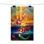 Tangled Rapunzel and Ariel Mermaid Disney Poster Wall Decor