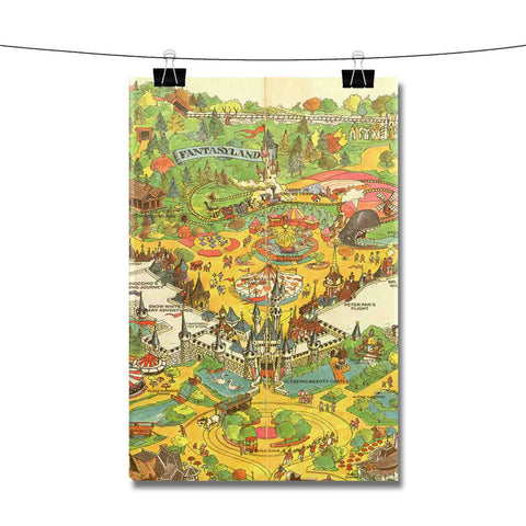 Vintage Disneyland Map Poster Wall Decor
